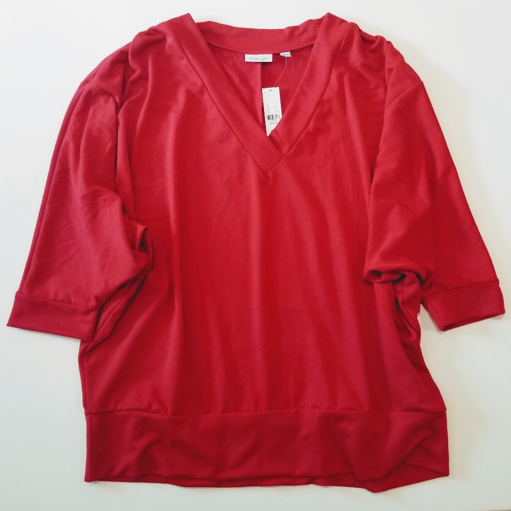 New York & Co Sweet Pea Red Dolman Tunic Top NWT